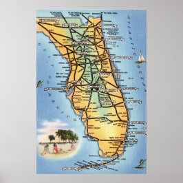 Póster Mapa de carreteras de Florida