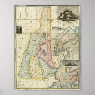 Póster Mapa de Carrigans de New Hampshire