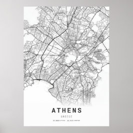 Póster Mapa de cartografía de Atenas