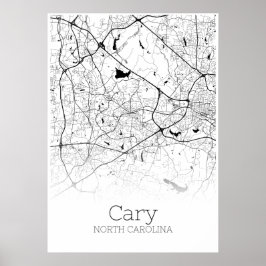 Póster Mapa de Cary - Carolina del Norte - Poster del Map