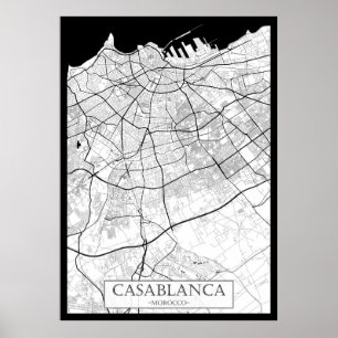 Póster Mapa de Casablanca Marruecos