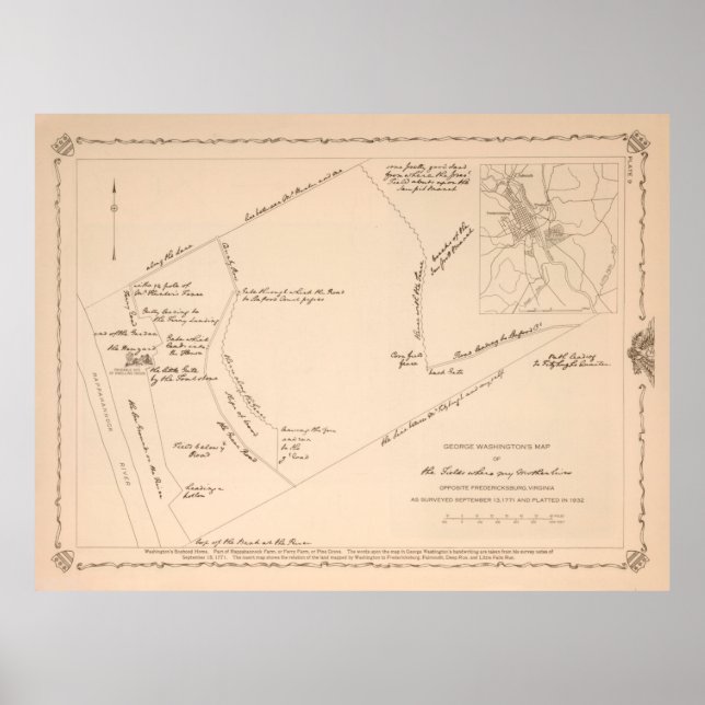 Póster Mapa de Casas de Boyhood Homestead de George Washi (Frente)