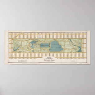Póster Mapa de Central Park de 1875