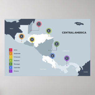 Póster Mapa de Centroamérica