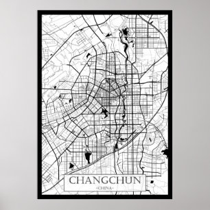Póster Mapa de Changchun China