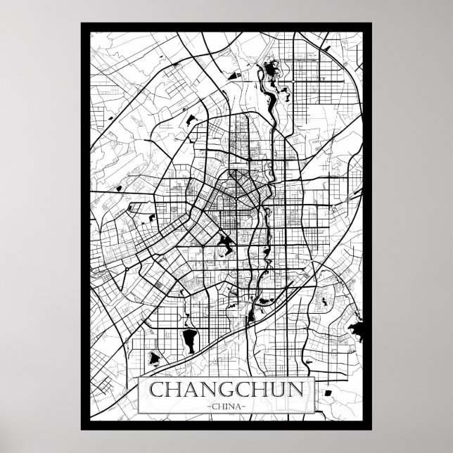 Póster Mapa de Changchun China (Frente)
