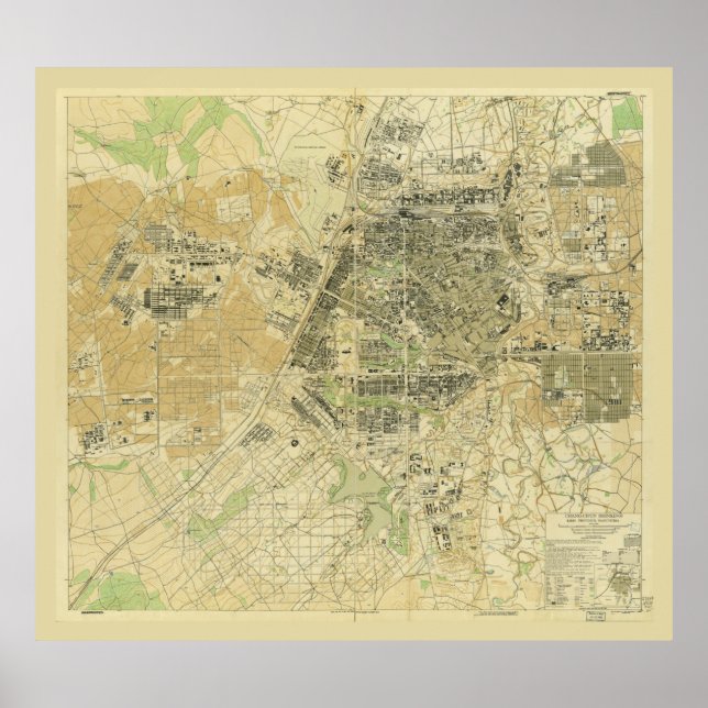 Póster Mapa de Changchun, provincia de Jilin, China (1945 (Frente)