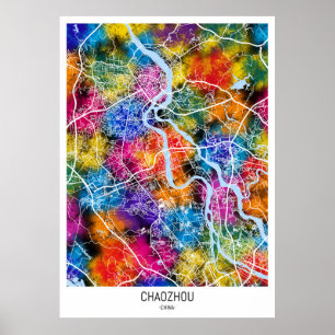 Póster Mapa de Chaozhou China City
