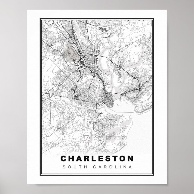 Póster Mapa de Charleston (Frente)