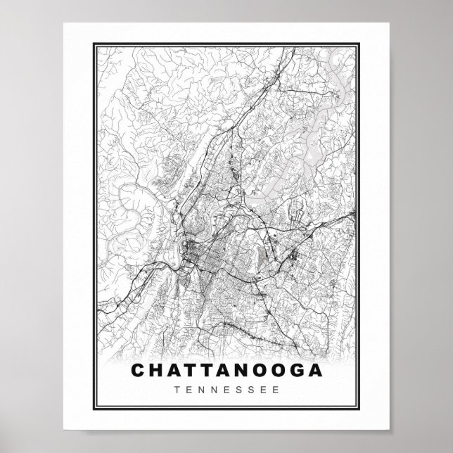 Póster Mapa de Chattanooga (Frente)