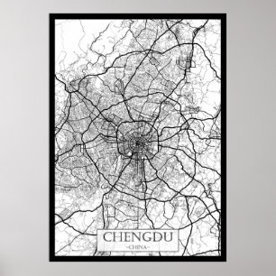 Póster Mapa de Chengdu China