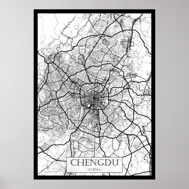 Póster Mapa de Chengdu China (Frente)