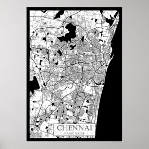 Póster Mapa de Chennai Tamil Nadu