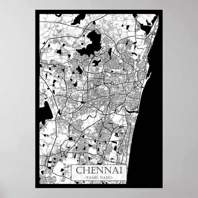 Póster Mapa de Chennai Tamil Nadu (Frente)