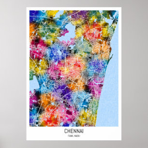 Póster Mapa de Chennai Tamil Nadu