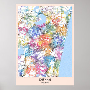 Póster Mapa de Chennai Tamil Nadu