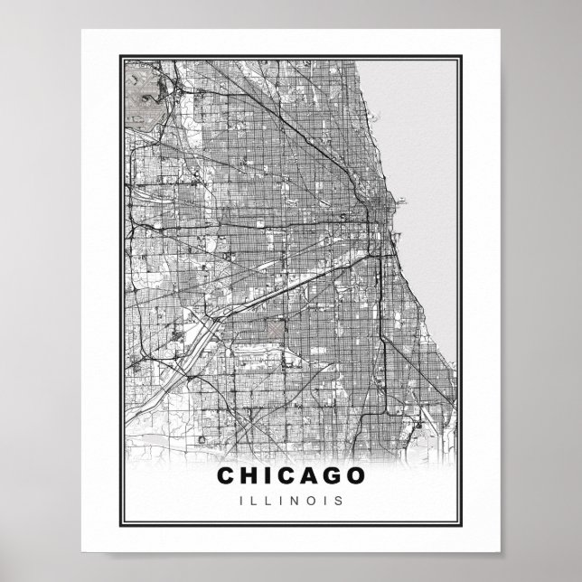 Póster Mapa de Chicago (Frente)