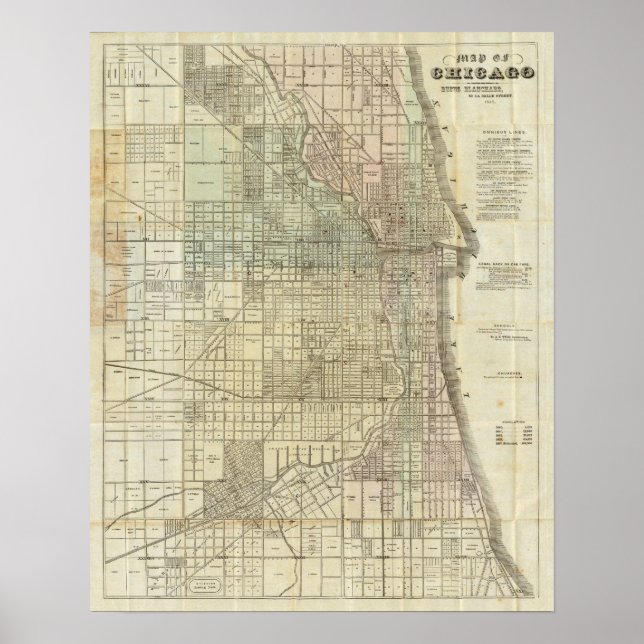 Póster Mapa De Chicago (Frente)