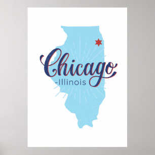 Póster Mapa de Chicago Illinois