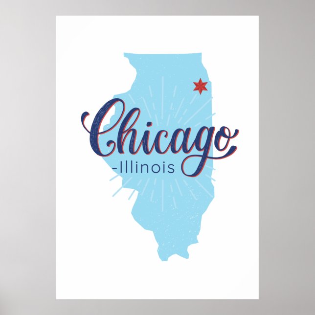 Póster Mapa de Chicago Illinois (Frente)