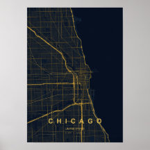 Mapa de Chicago Illinois Estilizado | Moderno Real