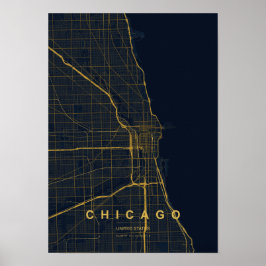 Póster Mapa de Chicago Illinois Estilizado | Moderno Real