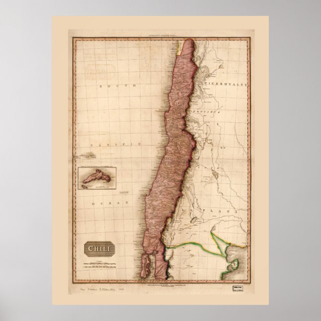 Póster Mapa de Chile (1818) (Frente)