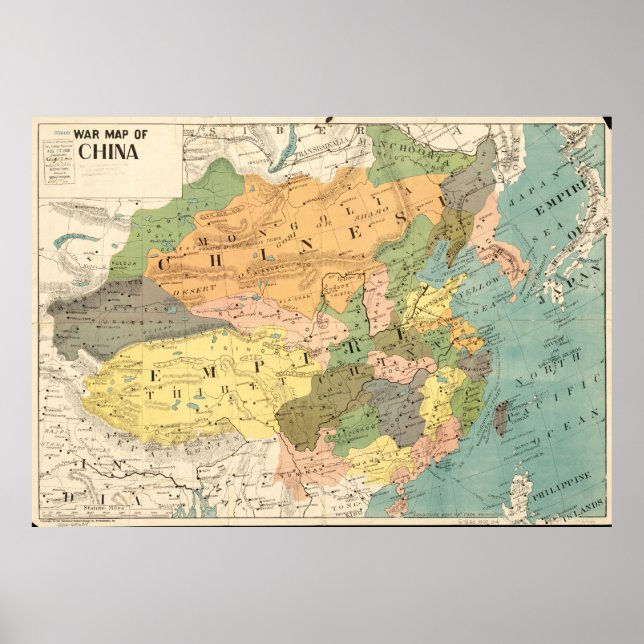 Póster Mapa de China (1900) (Frente)