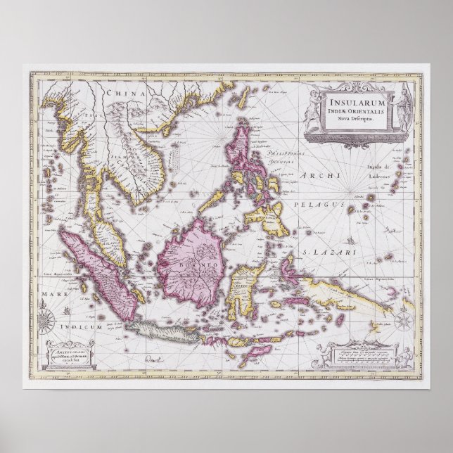 Póster Mapa de China e Indonesia | 1710 (Frente)