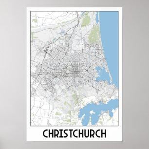 Póster Mapa de Christchurch