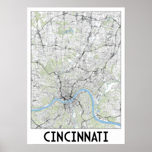 Póster Mapa de Cincinnati