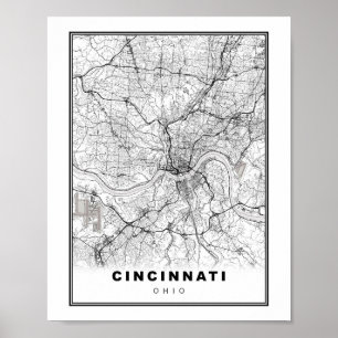 Póster Mapa de Cincinnati