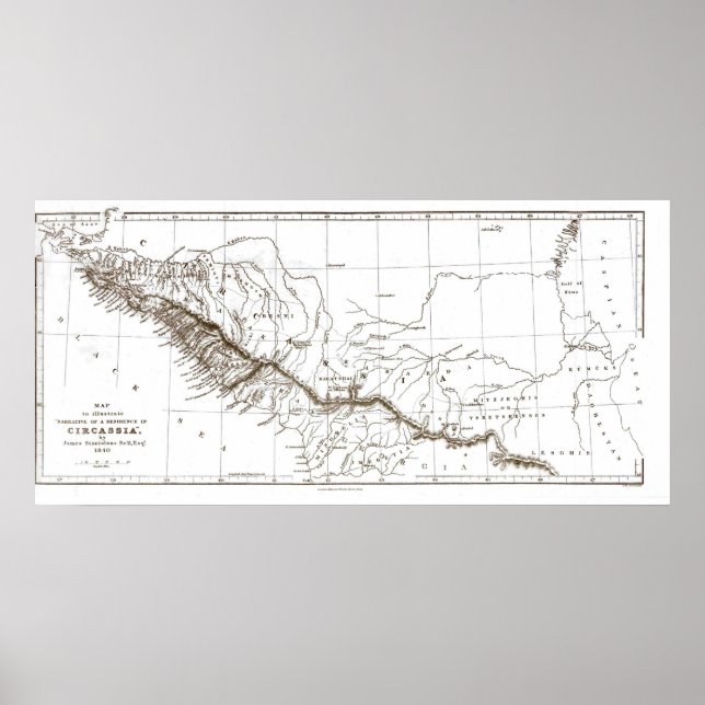 Póster mapa de CIRCASSIA1840 (Frente)