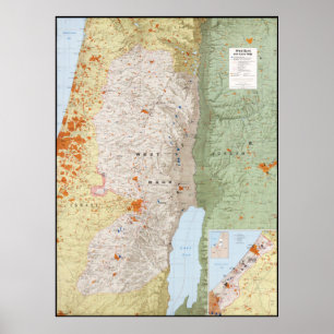 Póster Mapa de Cisjordania y de la Franja de Gaza (1979)