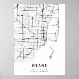 Póster Mapa de Ciudad de Cartografía de Miami