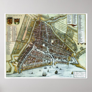 Póster Mapa de ciudad de Rotterdam