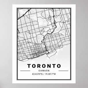 Póster Mapa de ciudad de viaje de Toronto Ontario Canadá
