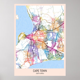 Póster Mapa de Ciudad del Cabo de Sudáfrica