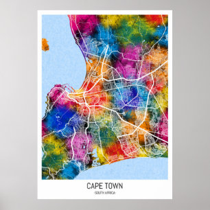 Póster Mapa de Ciudad del Cabo de Sudáfrica