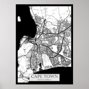 Póster Mapa de Ciudad del Cabo Sudáfrica