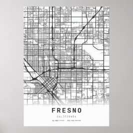 Póster Mapa de Ciudad Fresno