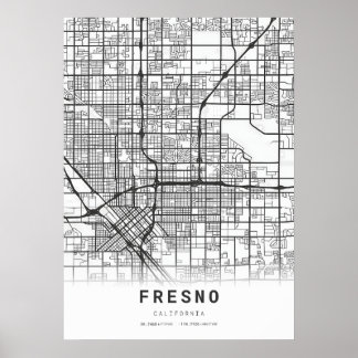 Póster Mapa de Ciudad Fresno