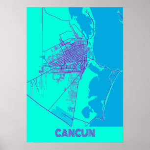 Póster Mapa de Ciudad Galaxia de Cancún - México