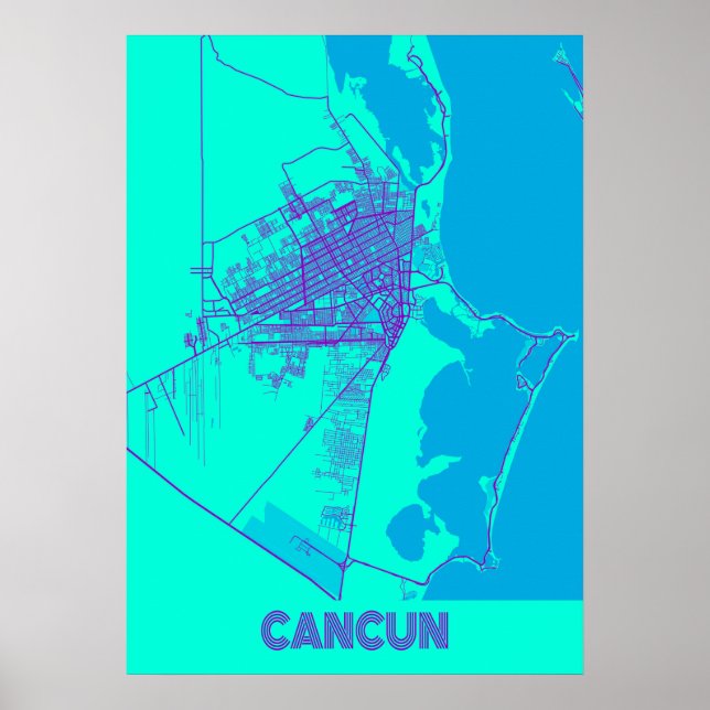 Póster Mapa de Ciudad Galaxia de Cancún - México (Frente)