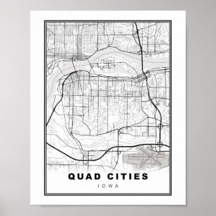 Póster Mapa de ciudades cuádruples