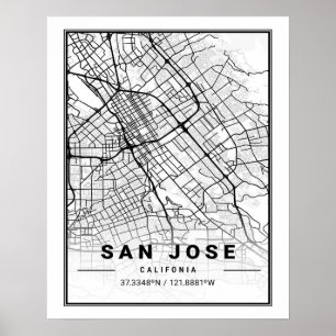 Póster Mapa de ciudades de viaje de Estados Unidos de San