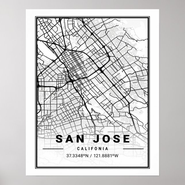 Póster Mapa de ciudades de viaje de Estados Unidos de San (Frente)