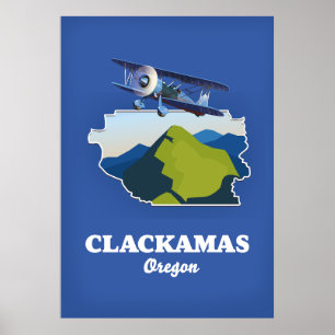 Póster Mapa de Clackamas Oregon USA