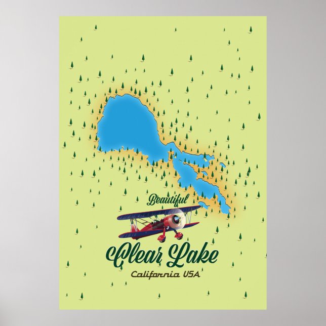 Póster Mapa de Clear Lake California EE. UU. (Frente)