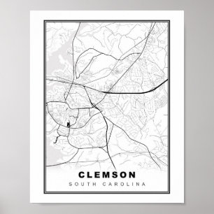 Póster Mapa de Clemson